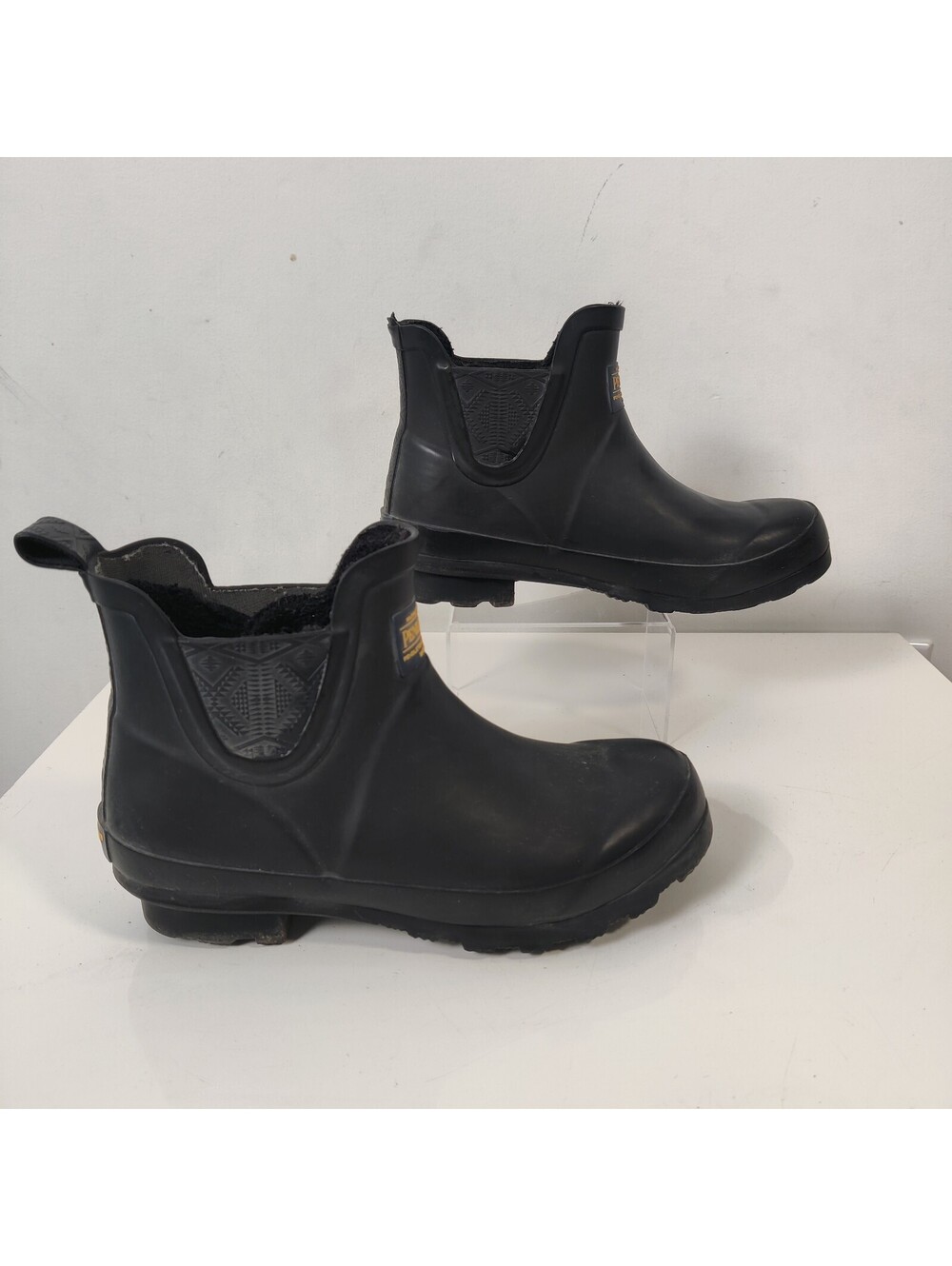 Pendleton Black Rubber Chelsea Rain Boots Harding Embossed Ankle Booties Size 9